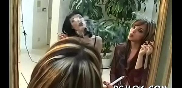  Lascivious teenages like to masturbate while smokin&039; a cigarette